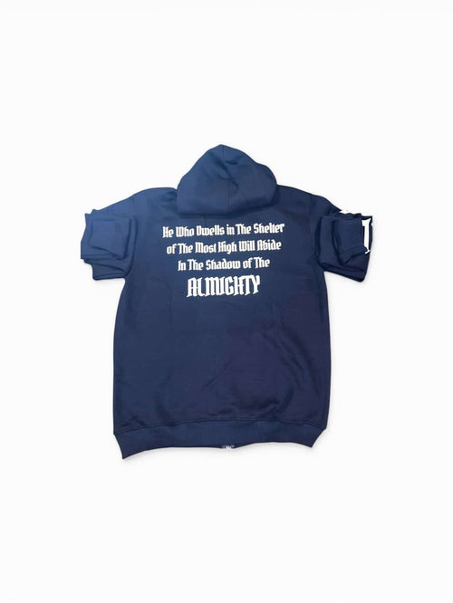 Navy Blue Psalms 91 Zip up
