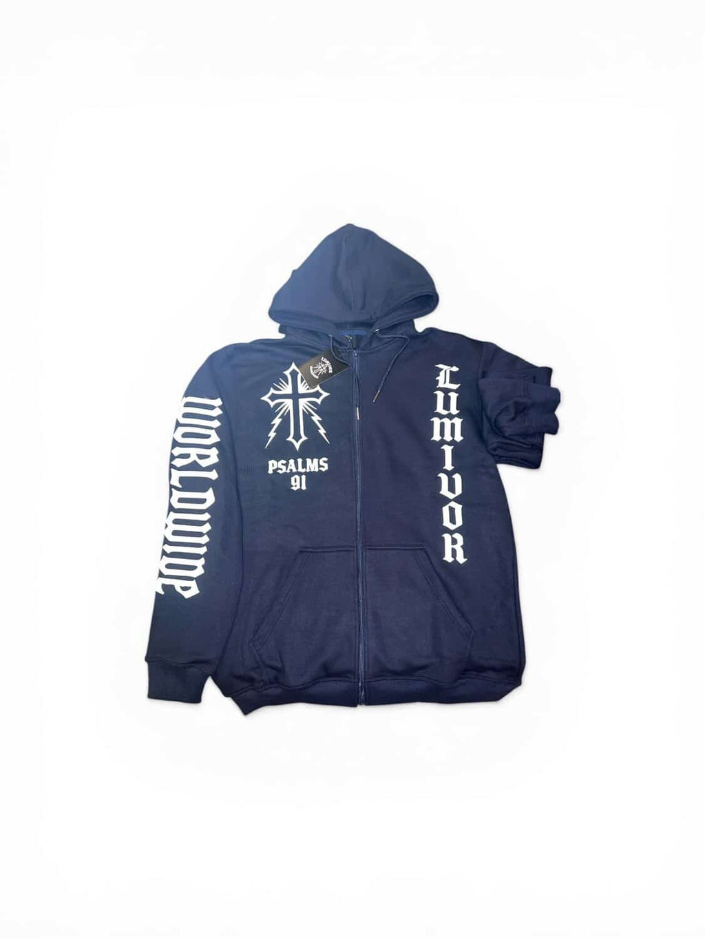 Navy Blue Psalms 91 Zip up